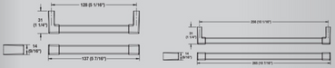 Häfele Elite Leather cabinet handle technical dimensions and installation drawing