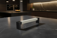 Häfele Elite Leather cabinet handle installed on modern kitchen cabinetry