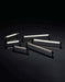 Häfele Elite Leather matte black cabinet pulls shown in Winter, Oyster, and Pewter faux leather finishes.