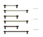 Häfele Elite Leather matte black cabinet pull comparison showing Winter, Oyster, and Pewter finishes in 128 mm and 256 mm centre-to-centre sizes.