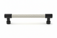 Häfele Elite Leather cabinet pull in Matte Black and Winter faux leather, 152 mm overall length with 128 mm centre-to-centre