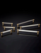 Comparison chart of Häfele Elite Leather cabinet handles in matte gold with Winter, Oyster, and Pewter faux leather finishes in 128 mm and 256 mm centre-to-centre sizes.