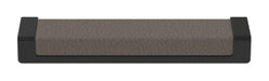 Häfele Elite Leather recessed cabinet handle in matte black with Pewter faux leather insert, 137 mm overall length and 128 mm centre-to-centre.
