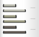Comparison chart of Häfele Elite Leather recessed cabinet handles in matte black with Winter, Oyster, and Pewter faux leather finishes available in 128 mm and 256 mm centre-to-centre sizes.