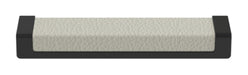 Häfele Elite Leather recessed cabinet handle in matte black with Winter faux leather insert, 137 mm overall length and 128 mm centre-to-centre.