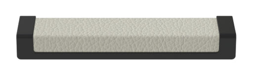 Häfele Elite Leather recessed cabinet handle in matte black with Winter faux leather insert, 137 mm overall length and 128 mm centre-to-centre.