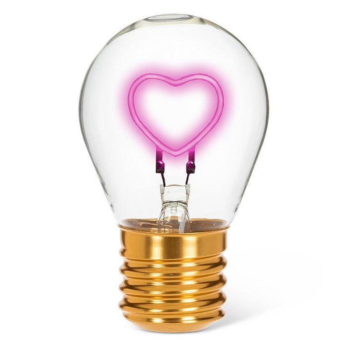 Heart neon LED lightbulb glowing pink decorative ambient lighting