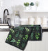Herb kitchen towels pack of 2 in modern kitchen botanical decor dark green dish towels
