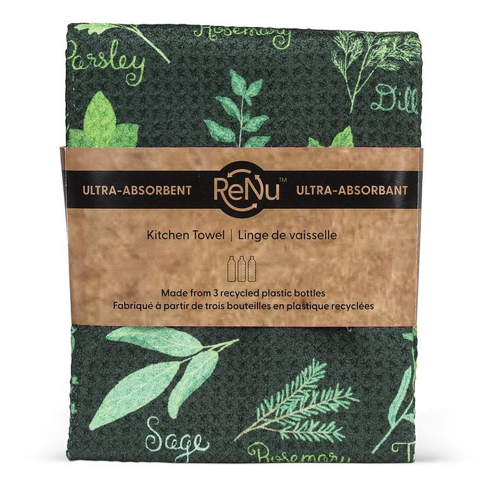 Herb kitchen towels pack of 2 folded with branded band eco friendly dish towels