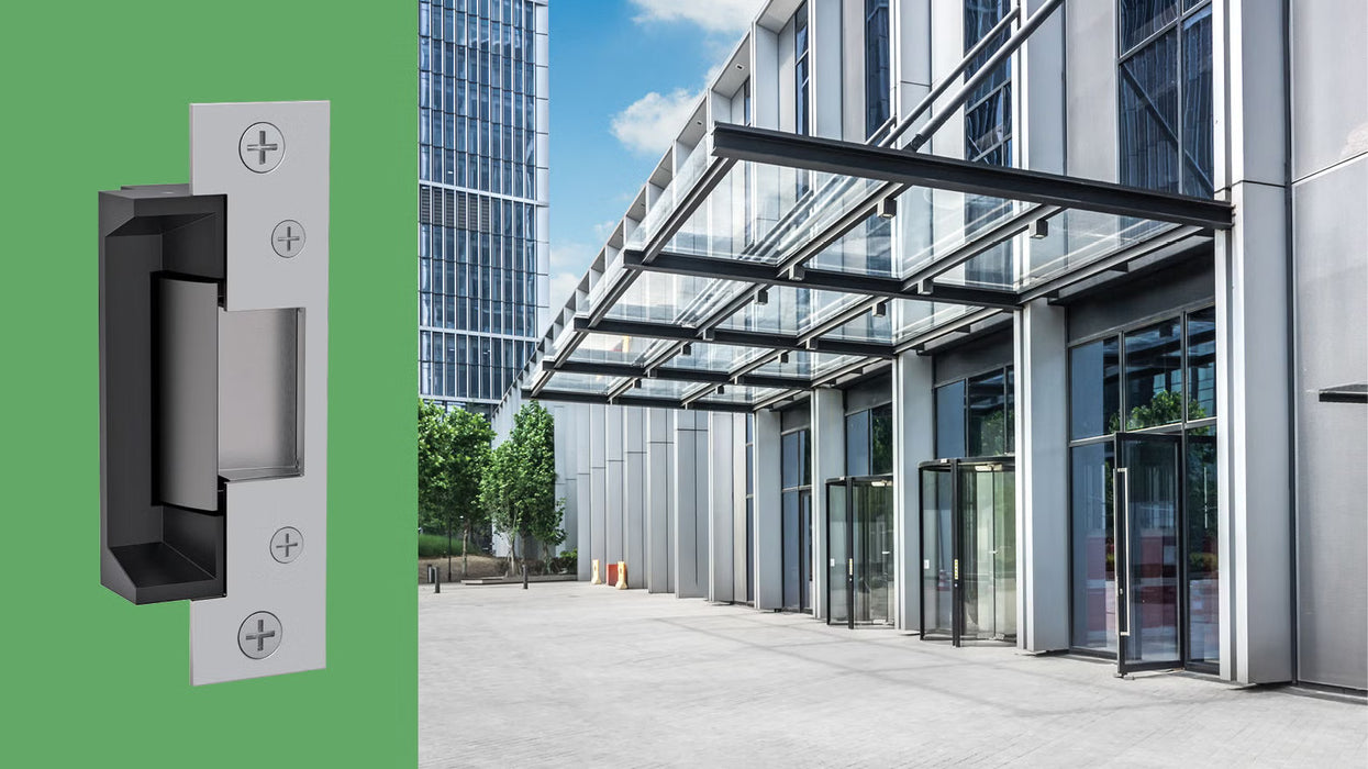 HES 5000 Series electric strike shown in commercial access control application