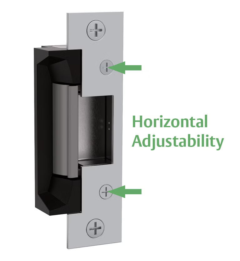 HES 5200 Series electric strike showing horizontal adjustability feature