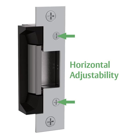 HES 5200 Series electric strike showing horizontal adjustability feature
