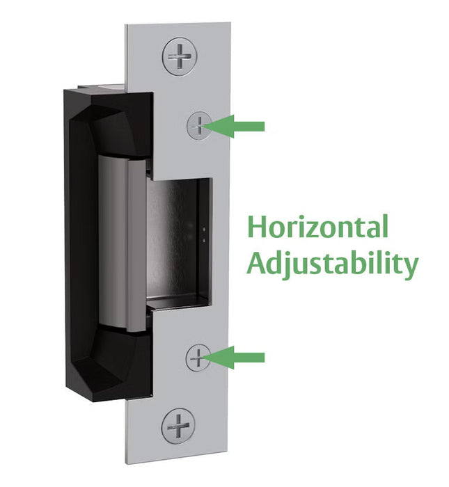 HES 5200 Series electric strike showing horizontal adjustability feature