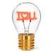 I love you neon LED light bulb with red glowing filament in clear glass on white background