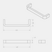 Technical line drawing of a CBH 245 Square Return Bar with dimension annotations, including a 3D isometric view, front and side profile views, and measurements.