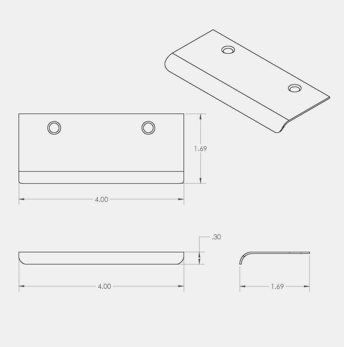 CBH 260 Poignée de bord à fixer en façade – Jeu de 2