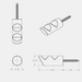 Technical line drawing of a CBH 82 Double V-Edge Coat Hook with a screw, shown in multiple orthographic views on a light gray background.