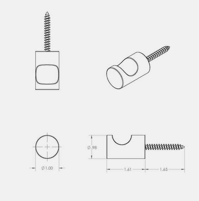Technical line drawing of a CBH 83 Scoop-Lip Coat Hook shown from multiple angles with dimensions on a light gray background.