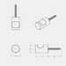 Technical line drawing of a CBH 83 Scoop-Lip Coat Hook shown from multiple angles with dimensions on a light gray background.