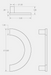 Technical dimension drawing of a CBH 1270 Curved Ladder-Style Door Pull, showing front, side, and top views with measurements.