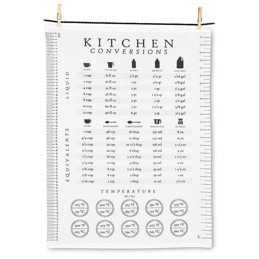 Kitchen conversion cotton dish towel with measurement guide design for cooking and baking