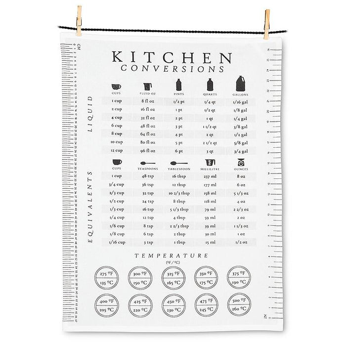 Kitchen conversion cotton dish towel with measurement guide design for cooking and baking