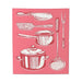 Swedish dishcloth with kitchen utensils illustration red background reusable cloth