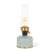 Grey rechargeable lantern LED lamp with glass chimney and warm Edison bulb