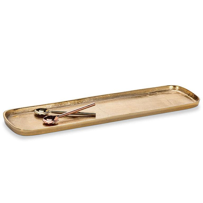 Large gold oval tray decorative tray angled side view