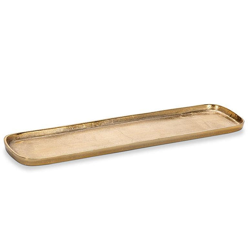Large gold oval tray decorative aluminum tray front view