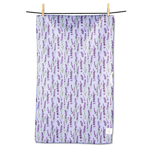 Lavender print kitchen towel vertical pattern purple floral absorbent eco friendly fabric
