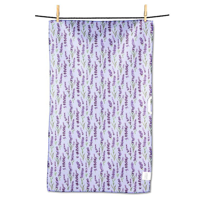 Lavender print kitchen towel vertical pattern purple floral absorbent eco friendly fabric