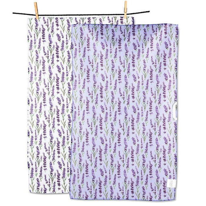 Lavender kitchen towel pattern double sided purple floral reusable absorbent dish towel set