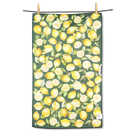 Green lemon kitchen towel pattern citrus design double sided absorbent reusable dish towel