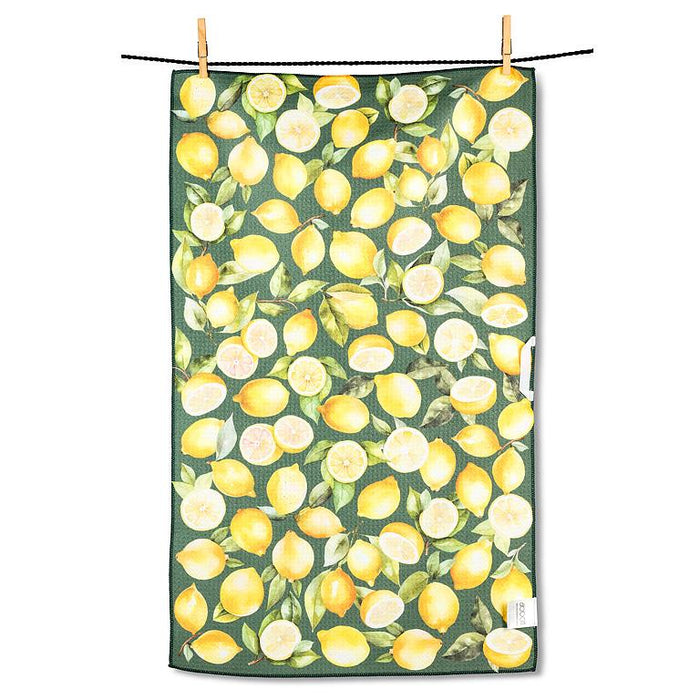 Green lemon kitchen towel pattern citrus design double sided absorbent reusable dish towel