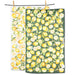 Lemon print kitchen towel set with pattern yellow citrus design absorbent eco friendly fabric