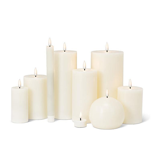 Luxlite flameless LED candle collection in Sand with warm-white flames