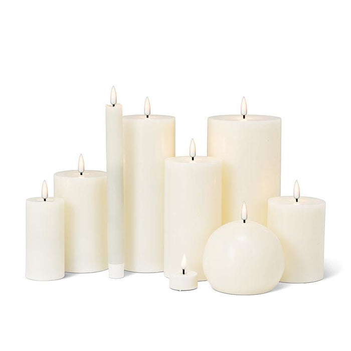 Luxlite flameless LED candle collection in Sand with warm-white flames