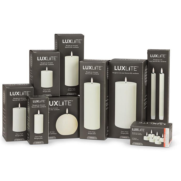 Luxlite flameless LED candle collection with retail packaging