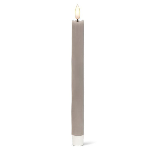 Luxlite Moon Grey LED taper candle with a warm-white flickering flame