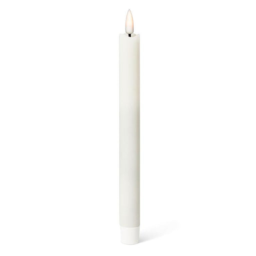 Luxlite LED taper candle in Sand with a warm-white flickering flame