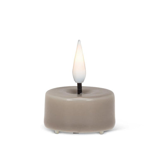 Luxlite Moon Grey LED tealight candle with a warm-white flickering flame