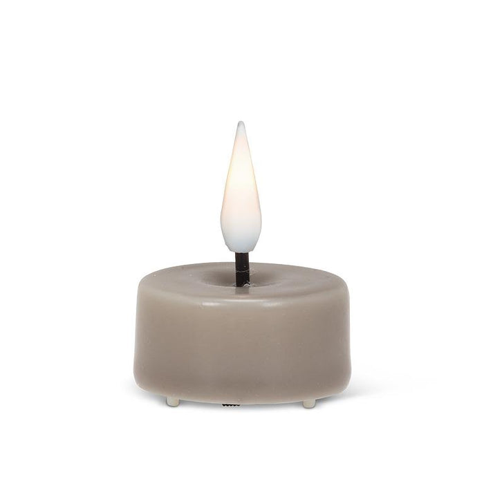 Luxlite Moon Grey LED tealight candle with a warm-white flickering flame
