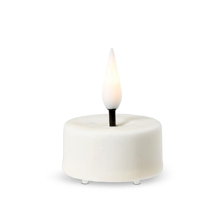 Luxlite LED tealight candle in Sand with a warm-white flickering flame