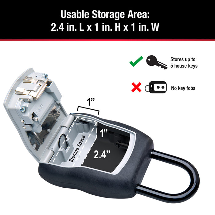 Internal storage dimensions of the Master Lock 5400D portable key lock box