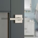 Weiser Montreal square privacy lever installed on bathroom interior door