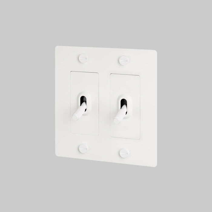 Buster + Punch 2-Gang Toggle Switch – Cross - White / Without Logo - 2G Toggle
