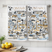 Set of 2 Ontario landmarks kitchen towels displayed in kitchen with colorful illustrated design