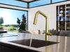 Side profile of Pfister Asari stainless steel pull-down kitchen faucet