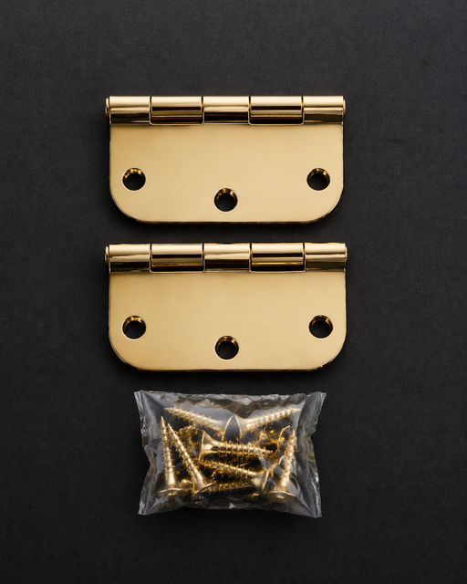 polished brass door hinges set with mounting screws pack of 10 pairs